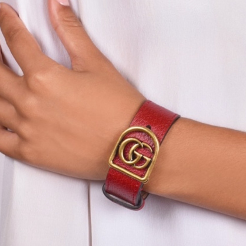 NWT~GUCCI~Marmont Double-G Leather Belt Bracelet